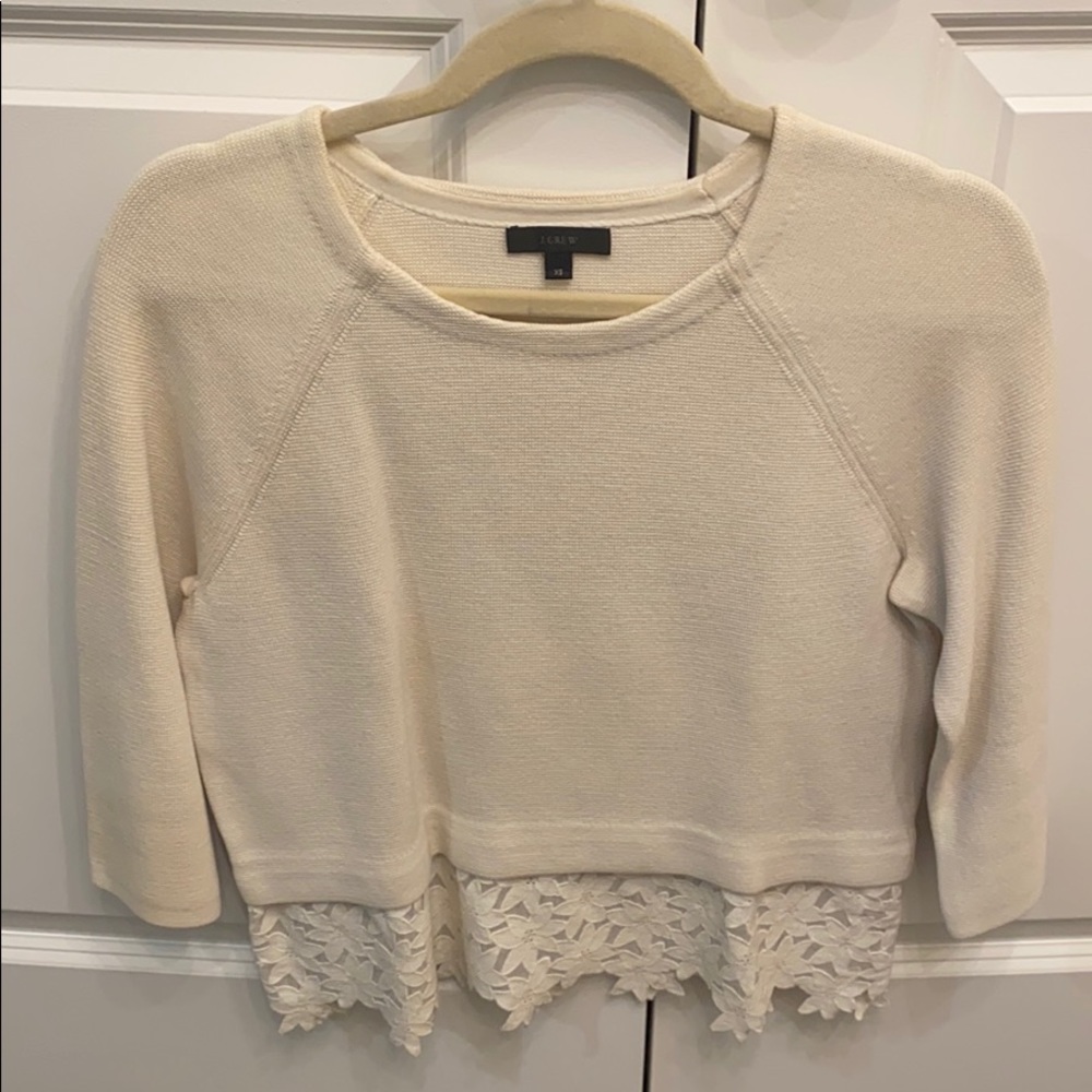 J. Crew Ivory Eyelet Sweater Size XS